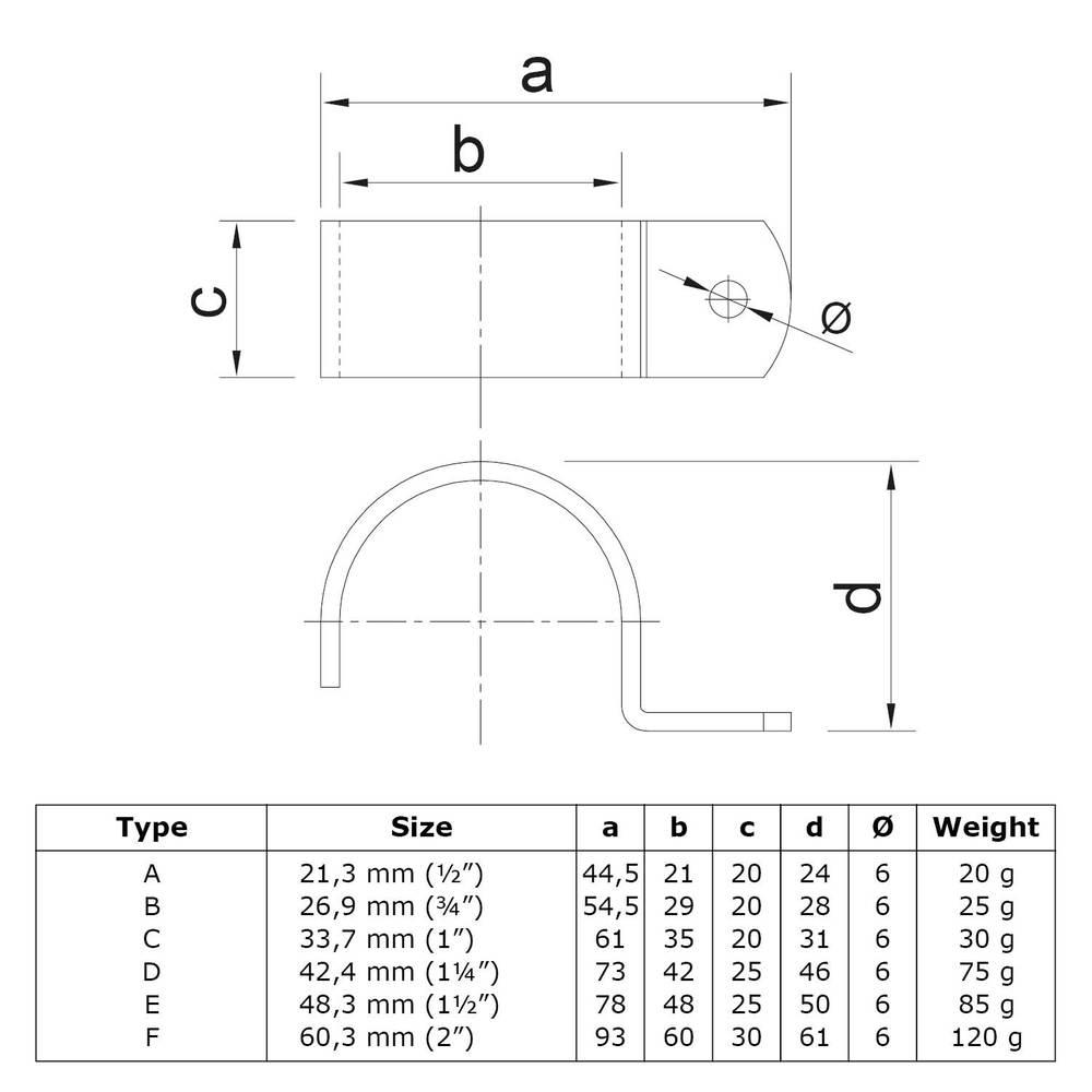 Doos Kapbeugel-D / 42,4 mm (80 stuks)